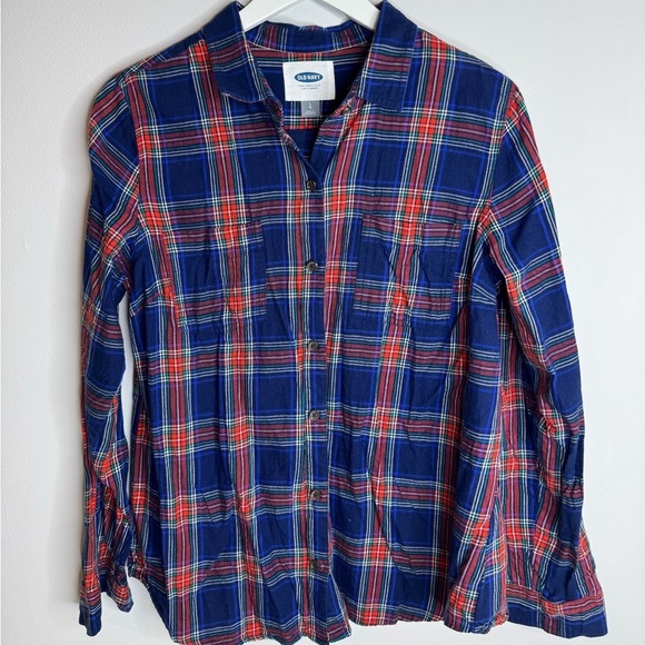 Old Navy Tops - Old Navy Women's Casual Plaid Shirt - Blue and Red | Size Large